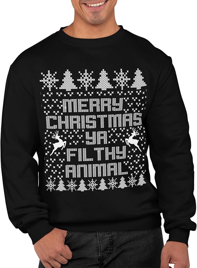 (image for) Unisex Merry Christmas Jumper Ya Filthy Animal Sarcastic Mean Ugly Christmas Theme